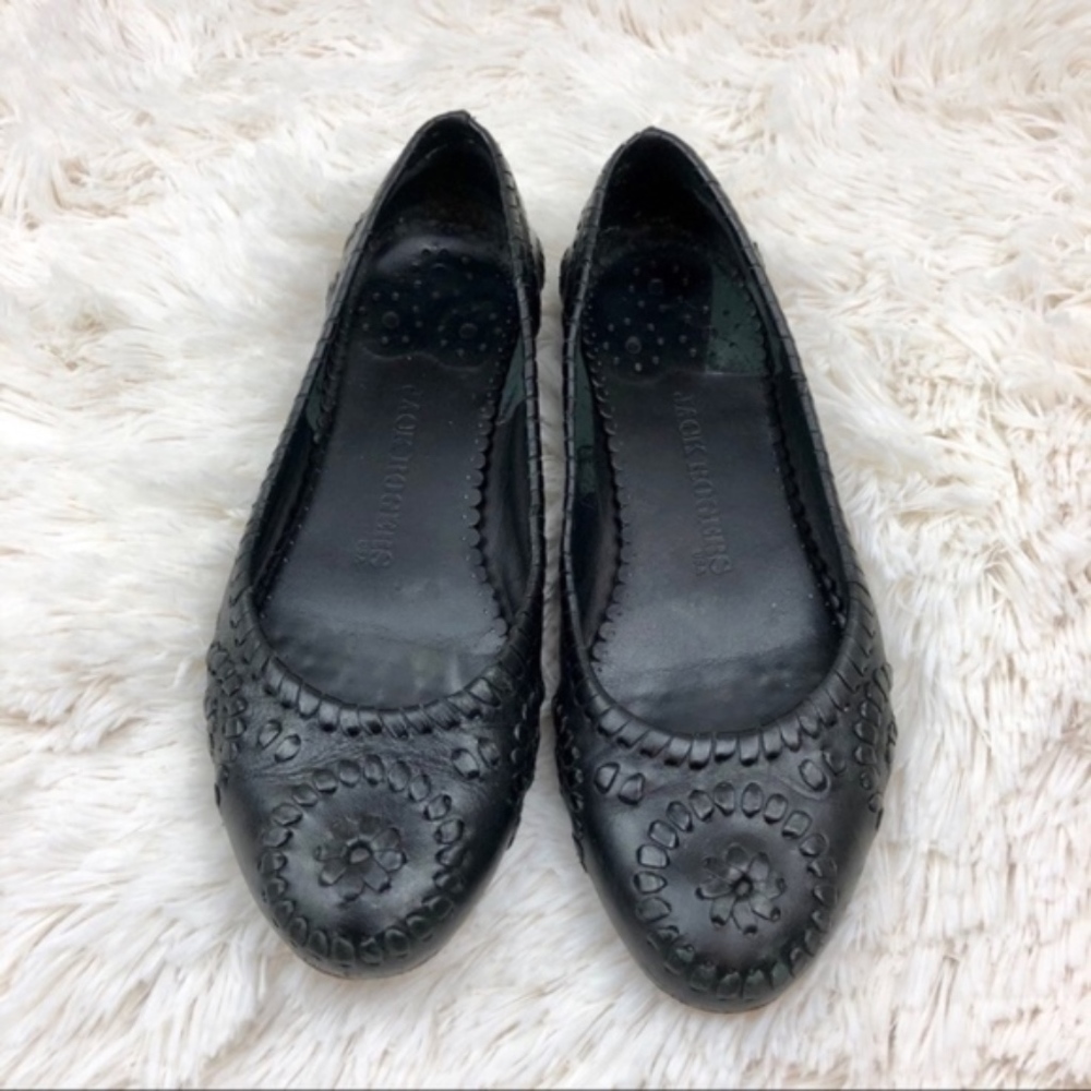 Jack Rogers Black Woven Detail Ballet Flats 7.5